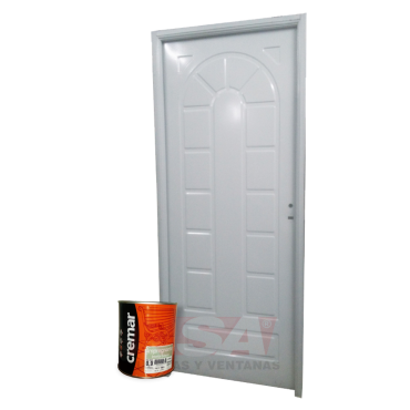 Puerta de chapa inyectada Mod. 263 Coliseo sin manijón + esmalte sintético Cremar blanco.