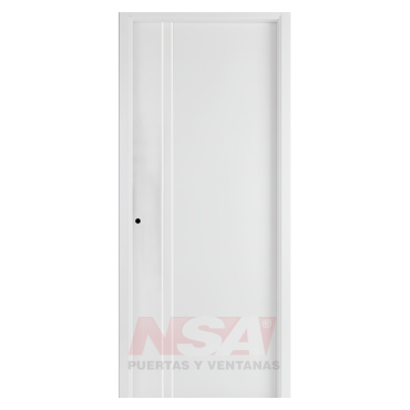 Puerta chapa inyectada Linea Intermedia Lisa con rayas verticales. Blanca sin barral.