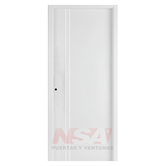 Puerta chapa inyectada Linea Intermedia Lisa con rayas verticales. Blanca sin barral.