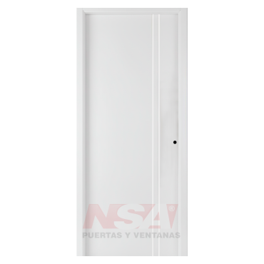 Puerta chapa inyectada Linea Intermedia Lisa con rayas verticales. Blanca sin barral.