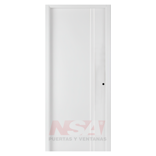 Puerta chapa inyectada Linea Intermedia Lisa con rayas verticales. Blanca sin barral.