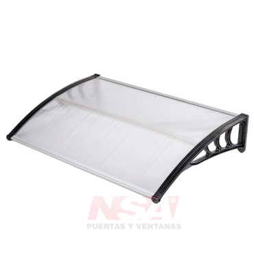 Alero Policarbonato transparente 4 mm de 1,20 x 0,80. Estructura de PVC.