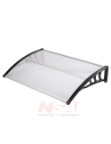 Alero Policarbonato transparente 4 mm de 1,20 x 0,80. Estructura de PVC.