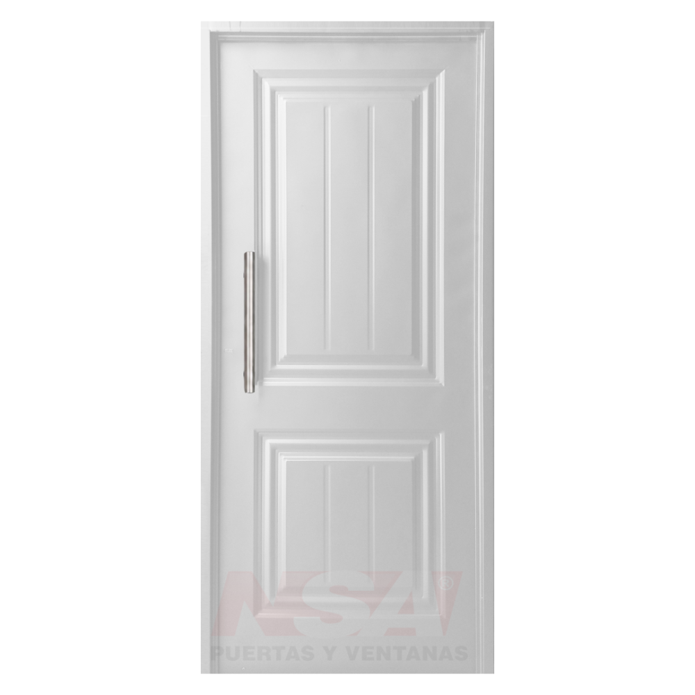 Puerta de chapa inyectada Mod. 2T color blanca con barral recto de 40 cm