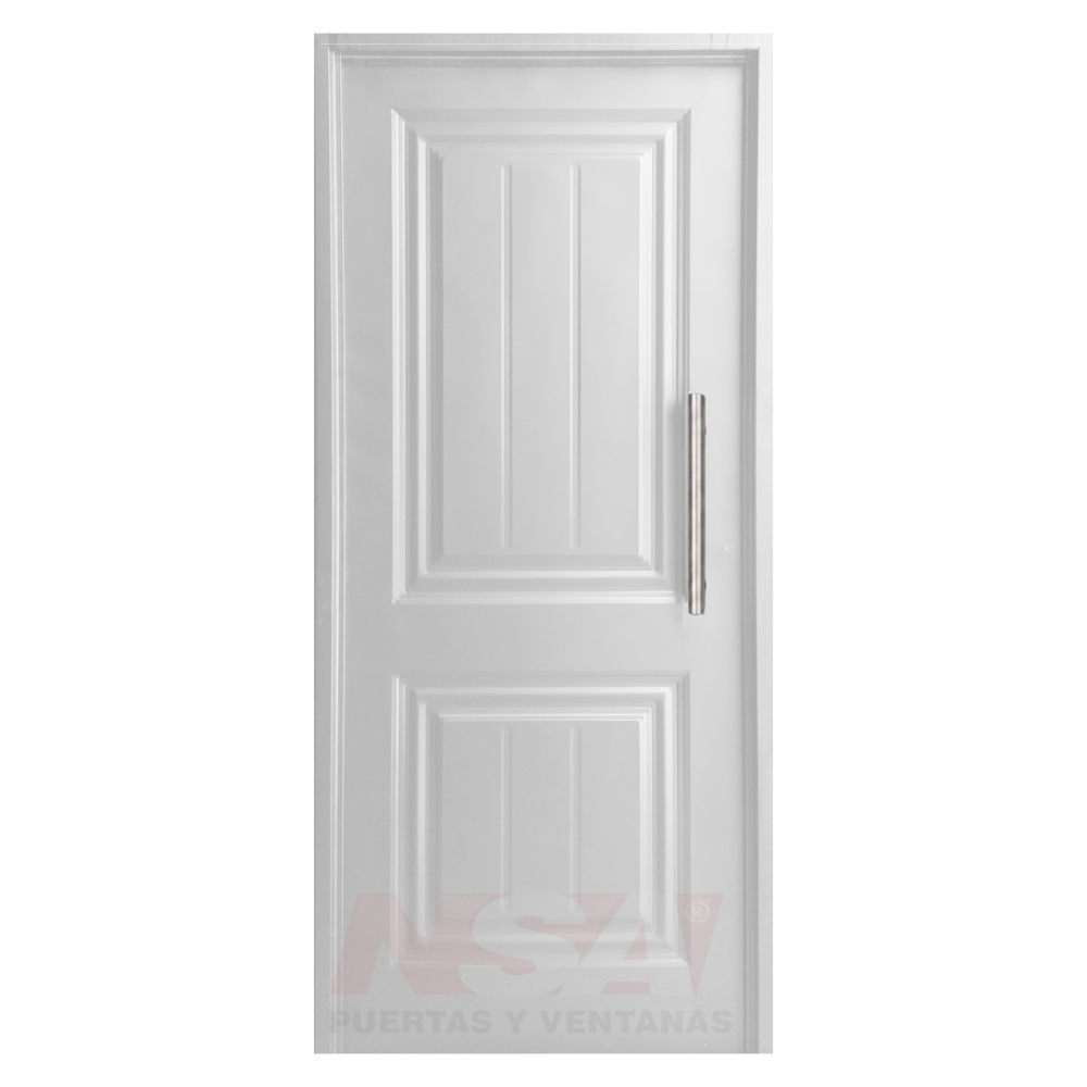 Puerta de chapa inyectada Mod. 2T de color blanca con barral recto de 40 cm.