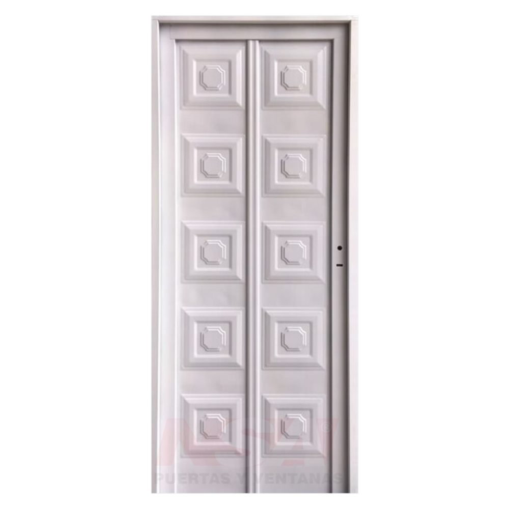 Puerta de chapa simple ciega Mod. 10T blanca de 0,80 x 2,00.