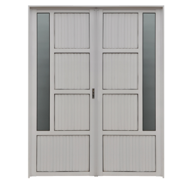 PUERTA DOBLE DE ALUMINIO VIDRIO LATERAL 150X200