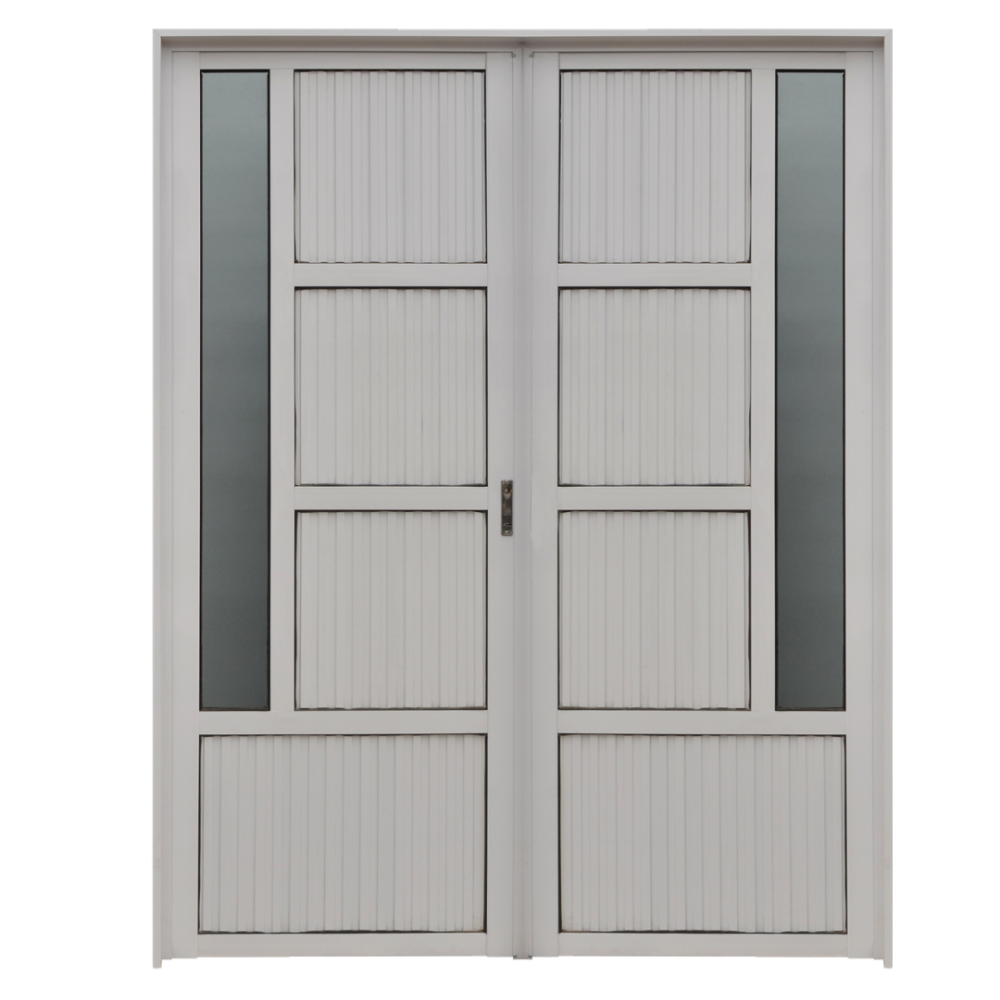PUERTA DOBLE DE ALUMINIO VIDRIO LATERAL 150X200