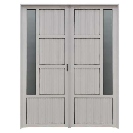 PUERTA DOBLE DE ALUMINIO VIDRIO LATERAL 150X200
