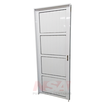 Puerta de aluminio Mod. acanalada ciega de 0,80 x 2,00 color blanca 2