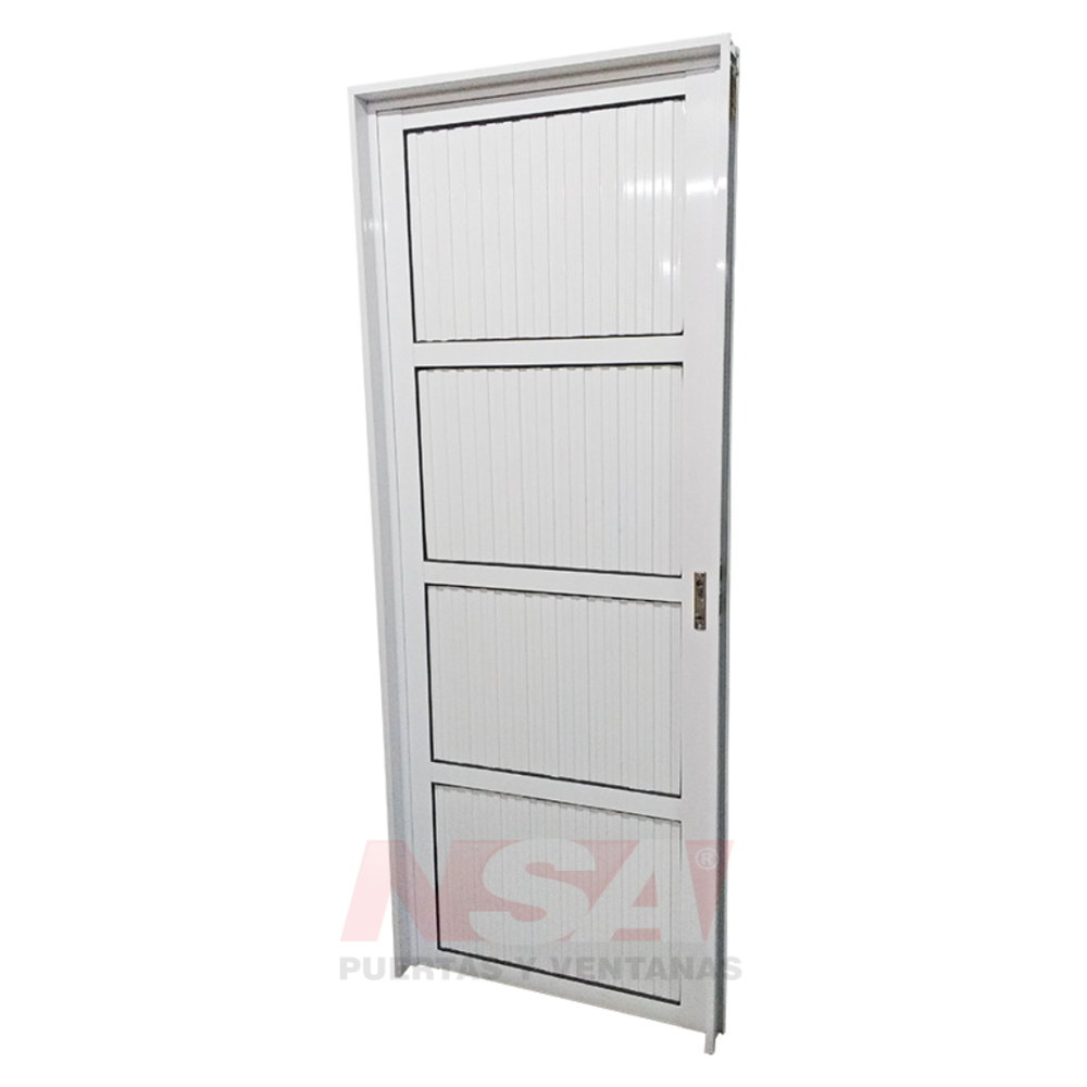 Puerta de aluminio Mod. acanalada ciega de 0,80 x 2,00 color blanca