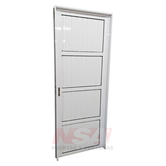 Puerta de aluminio Mod. acanalada ciega de 0,80 x 2,00 color blanca
