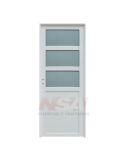 Puerta de aluminio tablero tubular con 1/2 vidrio repartido y 3 travesaños Mod. 311 de 0,80 x 2,00.