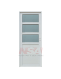 Puerta de aluminio tablero tubular con 1/2 vidrio repartido y 3 travesaños Mod. 311 de 0,80 x 2,00.