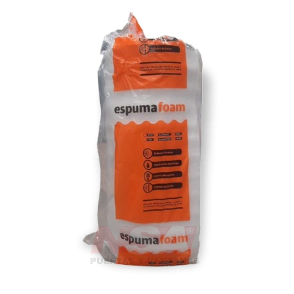 Rollo aislante "espumafoam" con doble lamina aluminizada de 10 mm solapa c/tacc 1,00 x 20 mts.