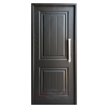 Puerta de chapa inyectada Mod. 2T de 0,80 x 2,00 color negra con barral recto de 40 cm.