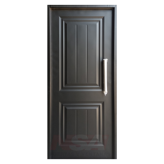 Puerta de chapa inyectada Mod. 2T de 0,80 x 2,00 color negra con barral recto de 40 cm.
