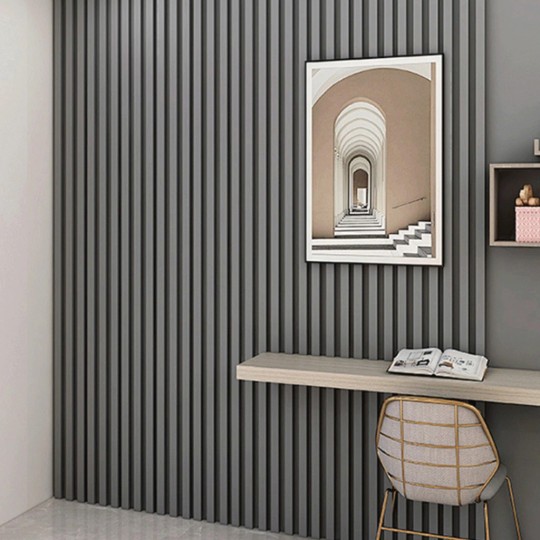 Wall panel WPC de interior Mod. Milo color Gris. Medida 2900 x 160 x 24 mm.