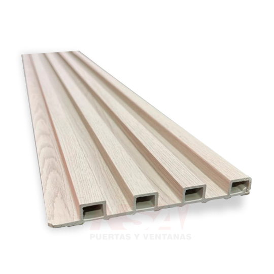 Wall Panel WPC de interior terminaciones Beige. Medidas 2400 x 140 x 14 mm.
