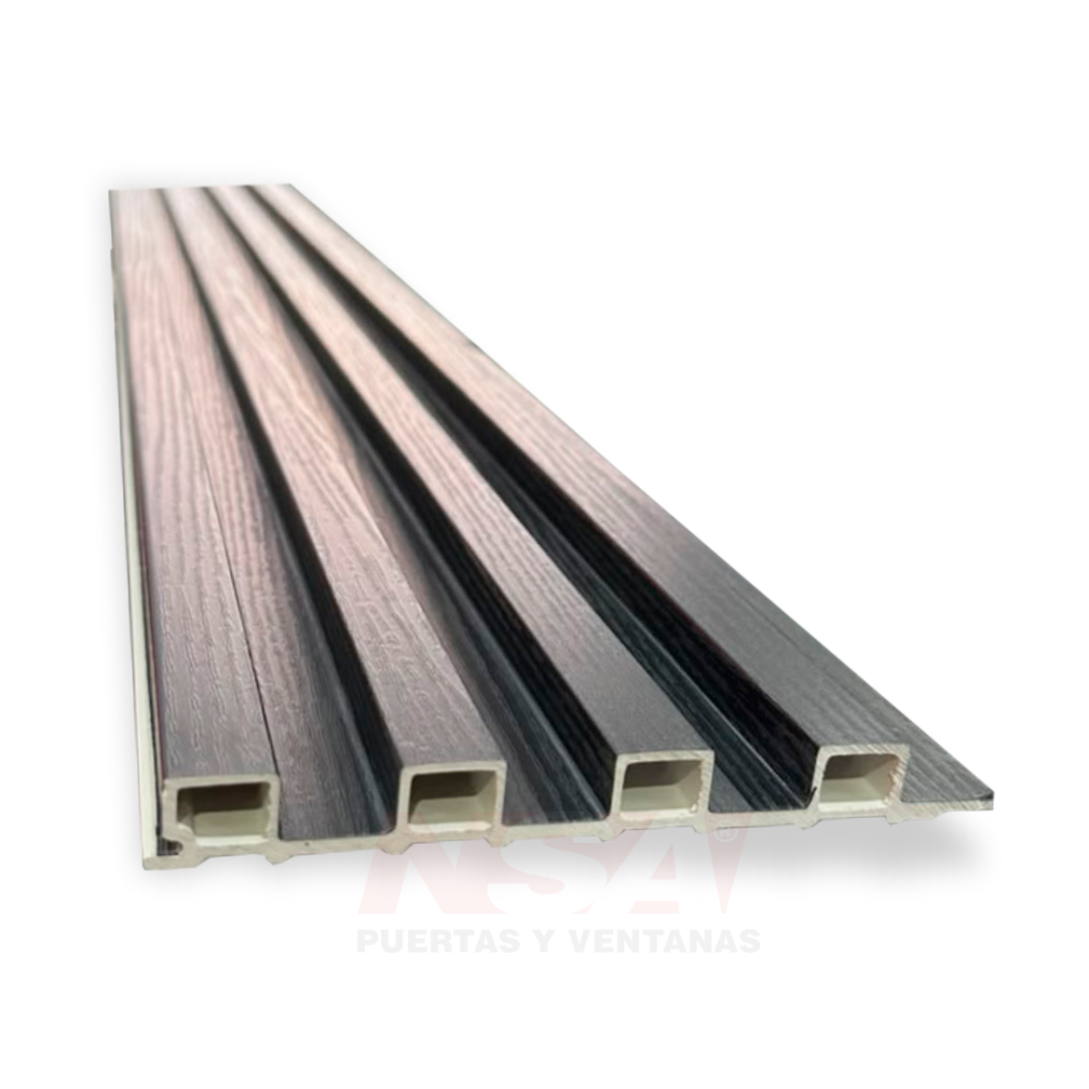 Wall Panel WPC de interior terminaciones Negro. Medidas 2400 x 140 x 14 mm.